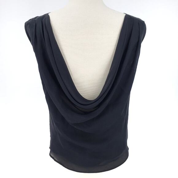 BCBGMaxAzria Silk Chiffon Drape Open Back Sequined Tank Top - Picture 3 of 6